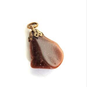 Vintage Estate Goldstone Glass Collectible Sparkly Glittery Boho Charm Pendant